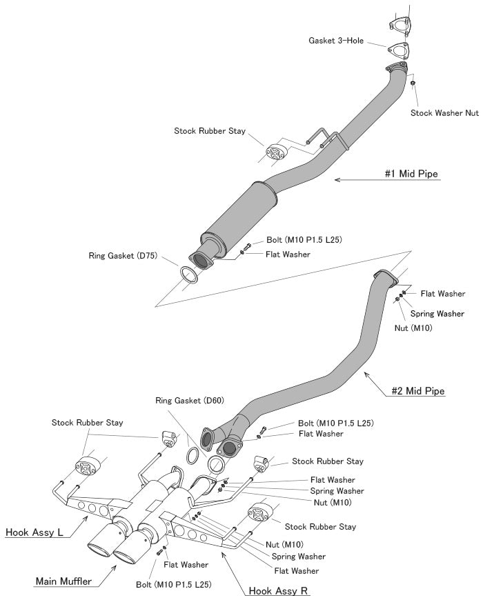 HKS 31006-KH001 Hi-Power Muffler Uitlaatsysteem voor Honda Civic Type-R FL5 2022+