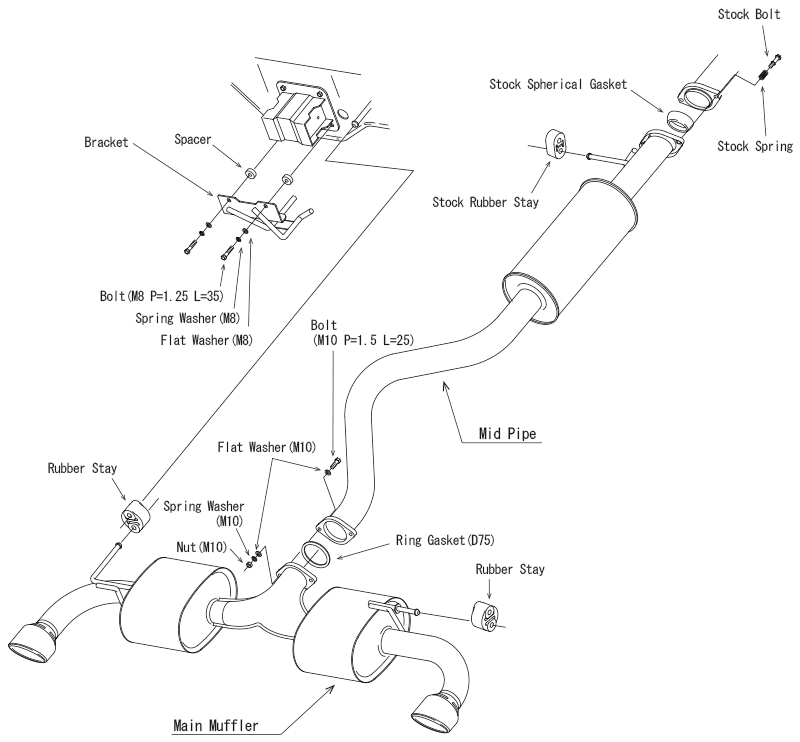 HKS 31029-AT017 Uitlaatsysteem Super Turbo Muffler voor Toyota Yaris GR 1.6T Gen 2 (2024+)
