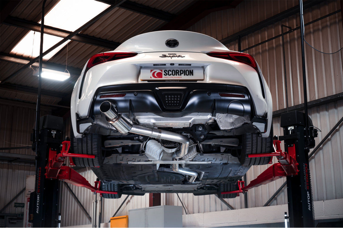 STYS010 Scorpion 80MM Cat-Back-Einzelausgangsauspuffanlage (+OPF-Entfernung) für Toyota GR Supra A90 B58 3.0 (2019+)