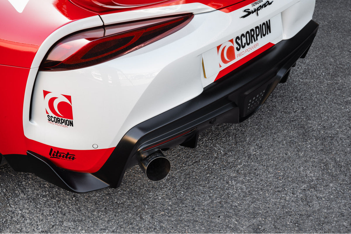 STYS010 Scorpion 80MM Cat-Back-Einzelausgangsauspuffanlage (+OPF-Entfernung) für Toyota GR Supra A90 B58 3.0 (2019+)