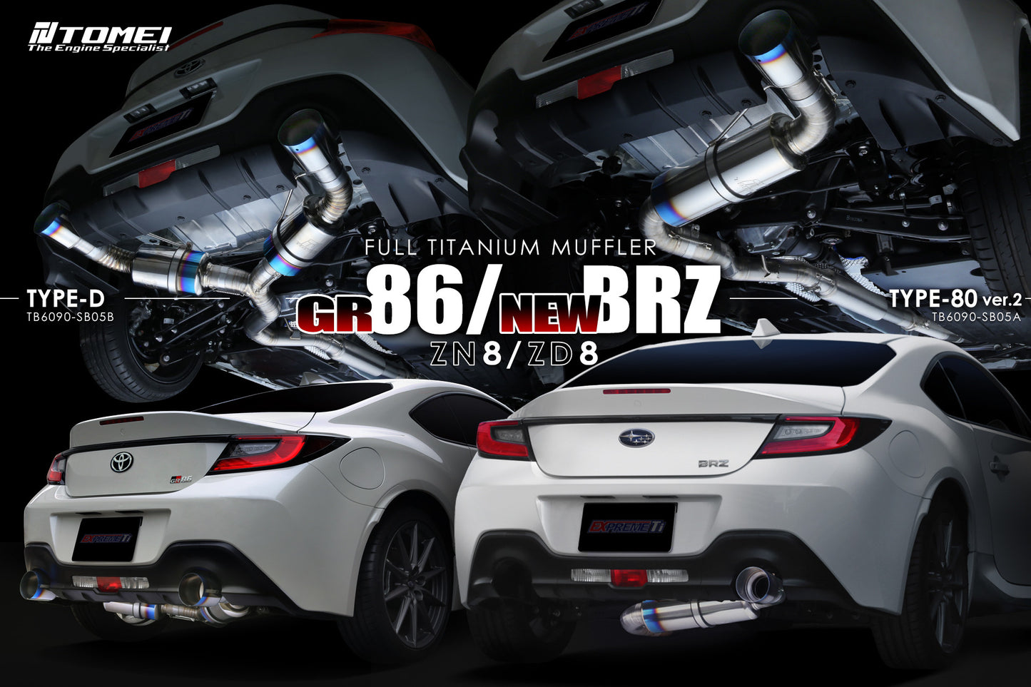 Tomei Expreme TI Titanium Uitlaatsysteem Type-80 Ver.2 Toyota GR86 + Subaru BRZ FA24